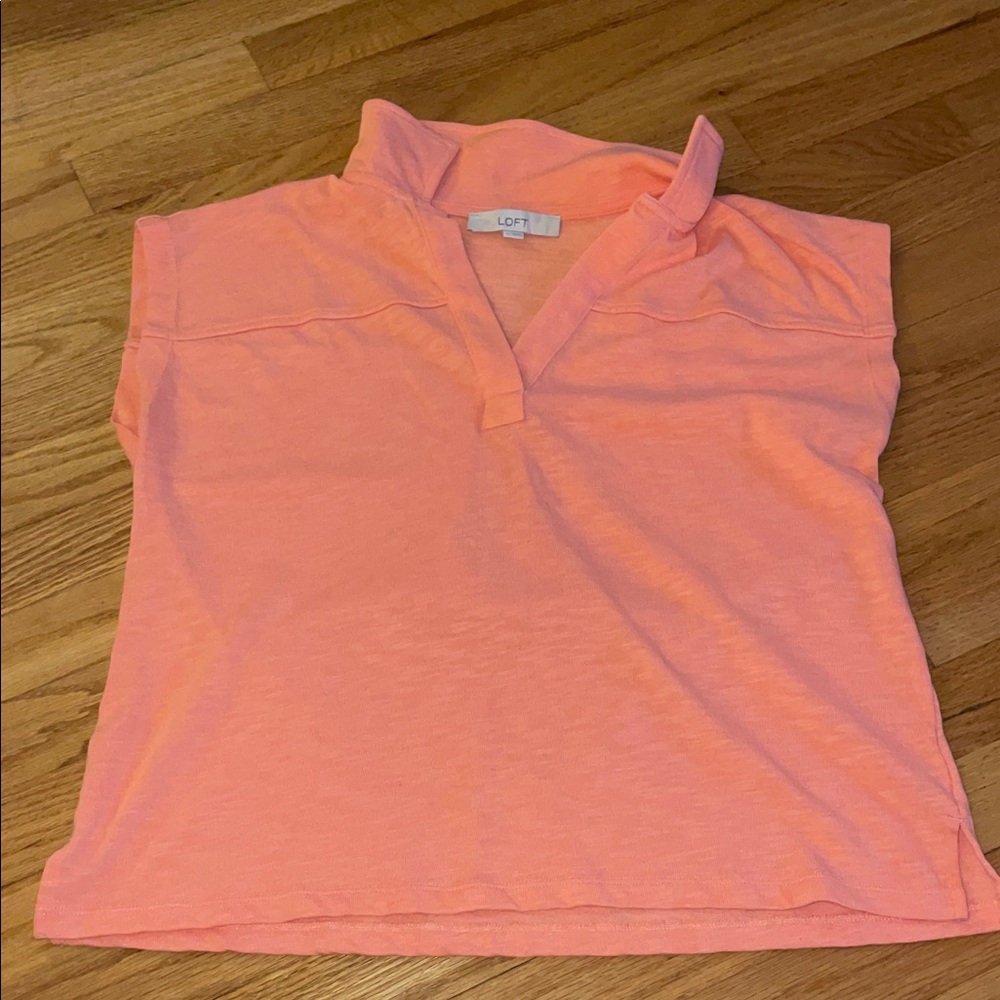 LOFT Coral Short Sleeve Blouse